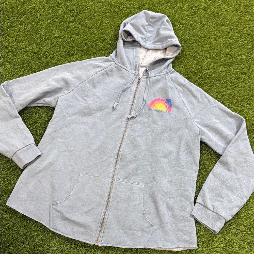 Zip-Up Hoodie with Sunset Palm Graphic